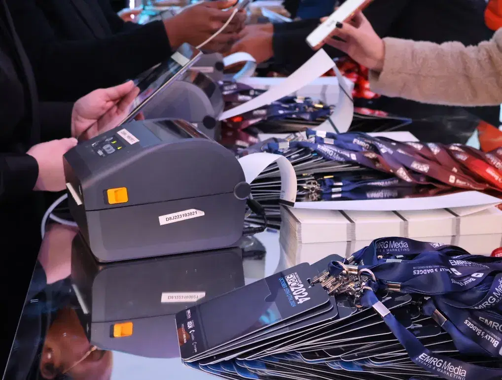 Smart NFC badge with QR code and NFC chip for event credentialing