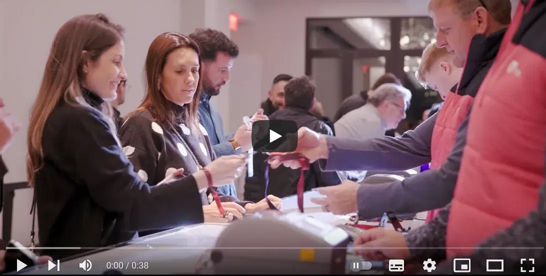 On-site badge printing station with Zebra printer