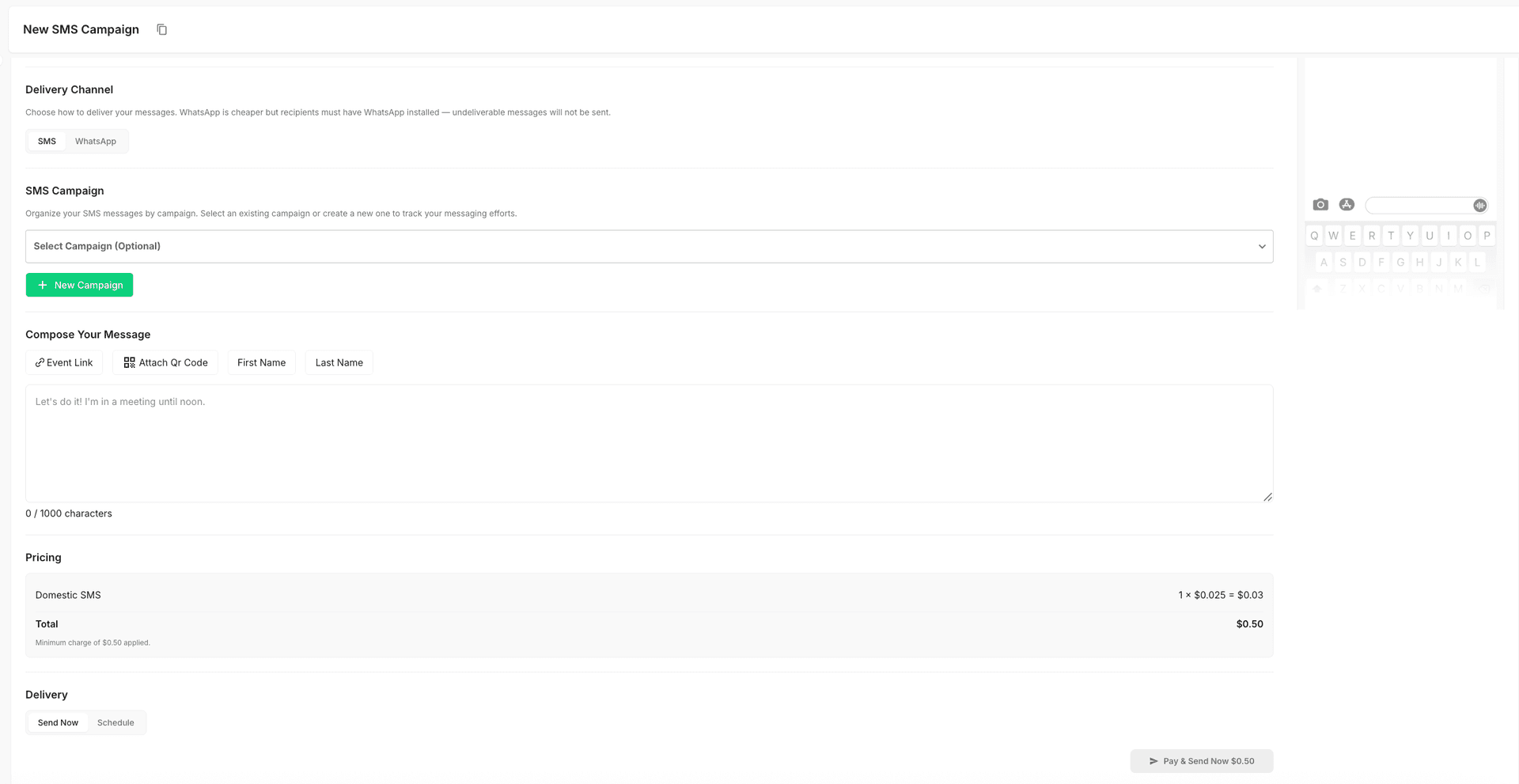 CrowdPass SMS campaign management