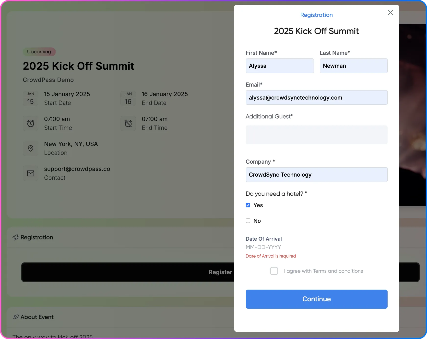 Custom registration form